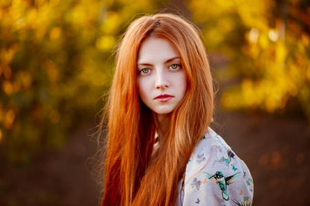 Red Head - head, women, Red, model