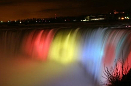 Niagra Falls - nighttime, colors, rainbow, shine