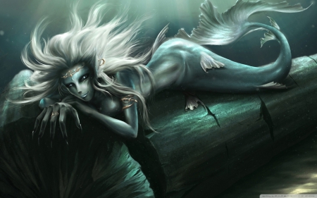 mermaid - girl, fantasy, lying, mermaid