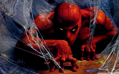 spider man - fantasy, cartoon, spiderman, red