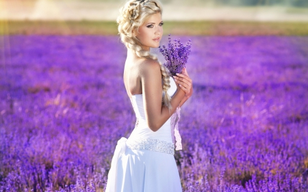 * Simple beauty  and lavandar * - girl, field, nature, lavander