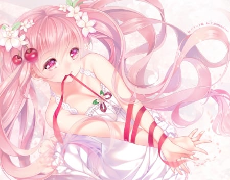 Bind - pretty, miku hatsune, twin tail, female, blossom, pink, miku sakura, nice, cherry blossom, beauty, sakura blossom, cg, cute, tight, vocaloid, anime, kawaii, twintail, dress, hatsune miku, long hair, sakura miku, ribbon, pink hair, twin tails, anime girl, sakura, twintails, beautiful, girl, sundress, lovely, sweet, bind, miku, adorable, hatsune, vocaloids