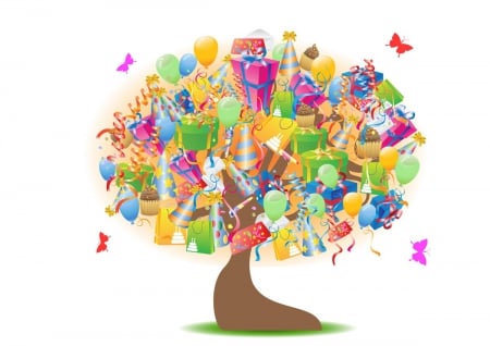 Birthday gift tree - gift, happy birthday, birrthday, tree