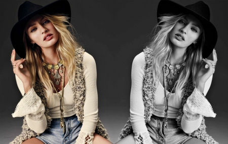 Candice Swanepoel - Zodiac ~ Gemini - hat, by cehenot, collage, girl, gemini, cowgirl, woman, model, Candice Swanepoel, zodiac