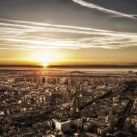 magnificent panorama of paris at sunset