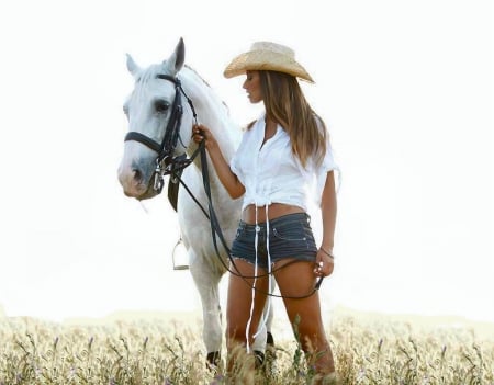 Cowgirl Natived - girls, fields, women, style, fun, westerns, female, fashion, cowgirls, boots, hats, outdoors, horses