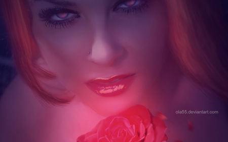 Rose Girl - magic, deviantart, girl, rose, ola55, wallpaper