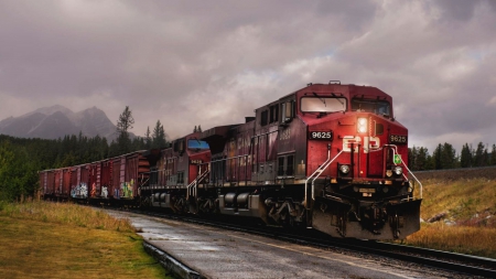 Red Train - diesel, train, 9625, red