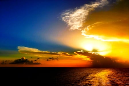 GOLDEN DUSK - clouds, sea, sunset, nature