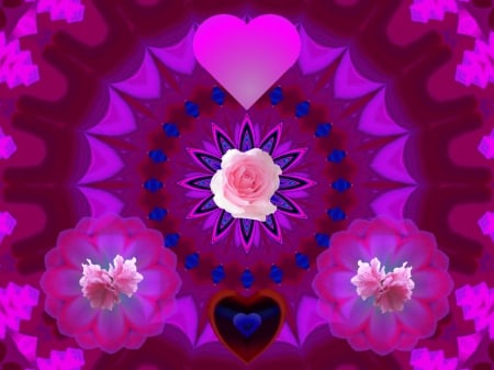 4 The Love of Pink - eye candy, collage, 3d, fractal, abstract