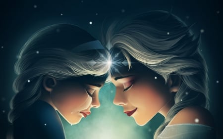 Anna and Elsa - digital, frozen, girl, anna, art, fantasy, movie, elsa, couple, woman