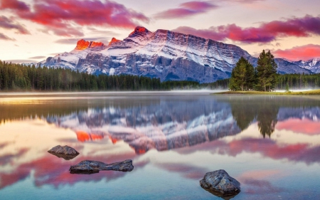 God Bless American - trees, blue, America, spiritual, God, Bless, white, holiday, red, lake, mountains, sky