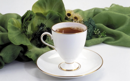 Morning Tea - Saucer, Cup, Flowers, Tea