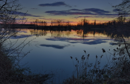 * Sunset * - sky, lake, nature, sunset