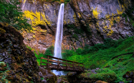 Elowah Waterfall, Oregon - Nature, Bridge, Waterfall, USA