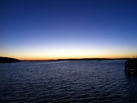 The sunset on the docks - ocean, water, blue, sun