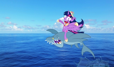 Twilight jumping the shark - cartoons, friendship is magic, twilight sparkle, my little pony, tv series, sharks, cute