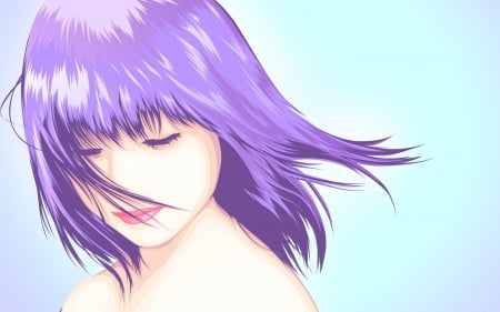 Girl - woman, purple, vector, art, girl, pink, portrait, chris dalida