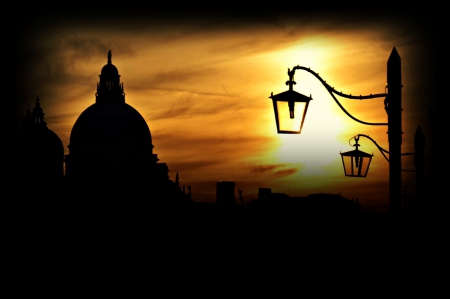 * BEAUTIFUL SUNSET IN ITALY * - sky, lamp, orange, sunset, nature