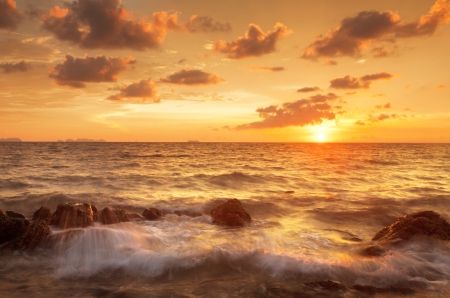 * SUNSET IN THAILAND * - red, sky, sunset, ocean, nature