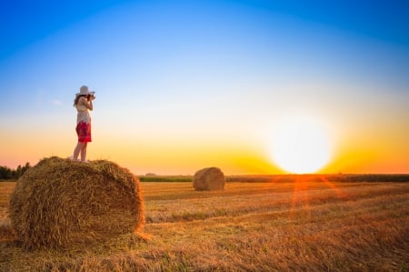 The abundance lives in you - photographer, beauty, wheat field, landscape, girl, splendor, sunset