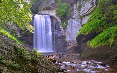 Waterfall at Pisgah Nat'l. Forest, USA - nature, forest, waterfall, rocks