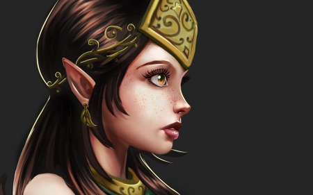 Elf - elf, fantasy, profile, woman, girl, face