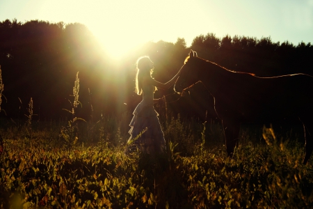 * Friends * - nature, girl, friends, friendship, horse, sun