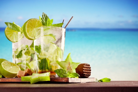 summer - beach, drink, lime, sea