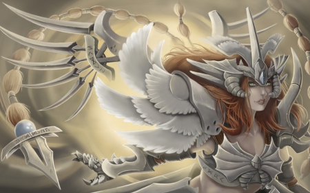 Zodiac ~ Scorpio - woman, zodiac, girl, wings, goddess, fantasy, scorpio, white, game, golden