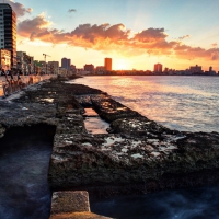 seaside at sunset