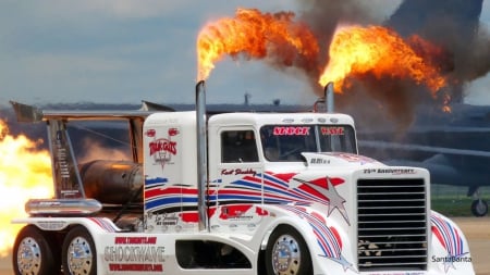 Shockwave - shockwave, flames, rig, truck