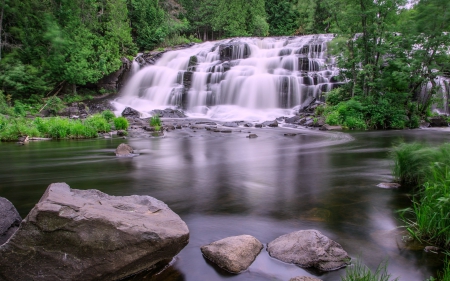 Bond Falls, Michigan - nature, forest, waterfall, usa