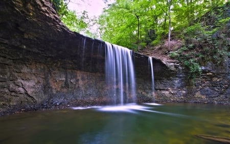 Indian Runs Falls, Dublin, Ohio - nature, waterfall, usa, cliff