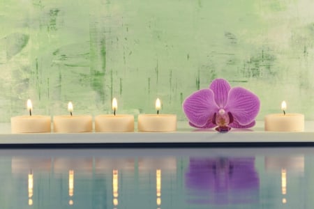 One Single Beauty - warmth, water, lavender, flames, orchid, candles