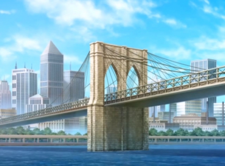 BP: Bridge - pretty, anime, female, scenery, town, landscape, scene, blood plus, nice, house, bloodplus, anime girl, water, beautiful, girl, sea, city, scenic, beauty, lovely, sweet, ocean, river, bridge, building