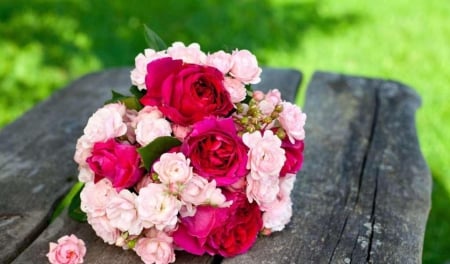 Bouquet - wedding bride, pink flowers, beautiful, bouquet, nature