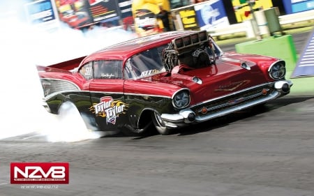 57 Chevy Dragster, Doing A Burnout - chevy, nhra, dragster, funny car