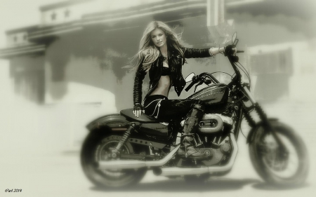 Born to be Wild - Woman, Girl, Motor, Wild, Fantasy, Motorcycle, Art