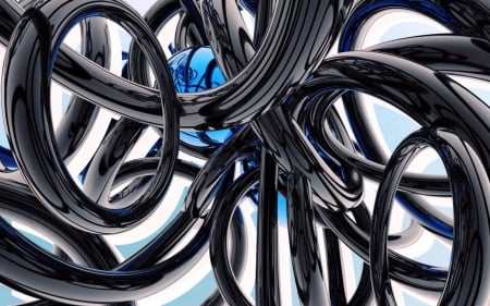 Abstract 3D - Circle, Black, HD, 3D, Serpentine, Blue, Sphere, Abstract