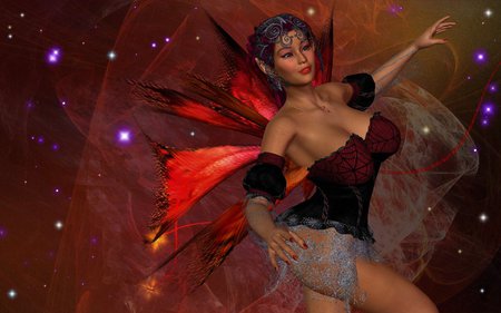 Red Fairy - fairy, girl, daz3d, red