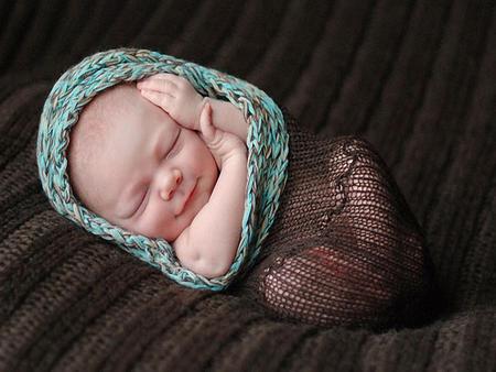 Dreamy Wrapped Baby - innocence, people, baby, dream, smile, kids, cute