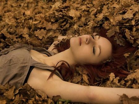 Grades of Brown - nature, woman, brown, cute, lovely, dream, leaves