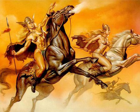 Angels of War - woman, horse, angel, warrior, fantasy