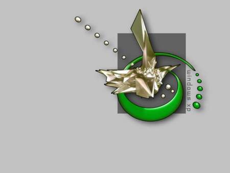 3d Vector - gold shapes, dots, green swirl