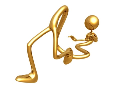 Help! I'm melting... - stretched, gold figure, 3d