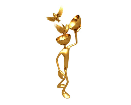 Gold Doves - gold figure, gold doves, 3d