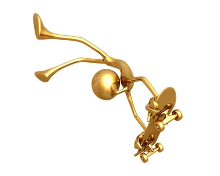 Skate Boarding - skateboarding, skateboard, gold figure, 3d