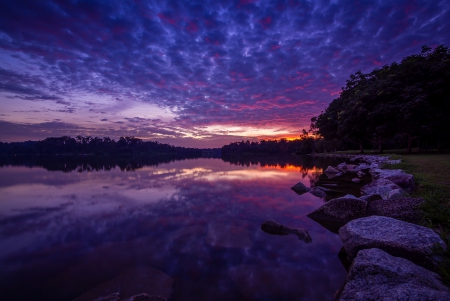 Sunset - nature, sky, lake, reflection, clouds, water, splendor, sunset