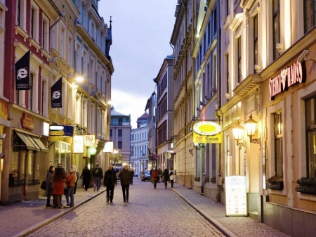 Street  - architecture, houses, street, people on the street